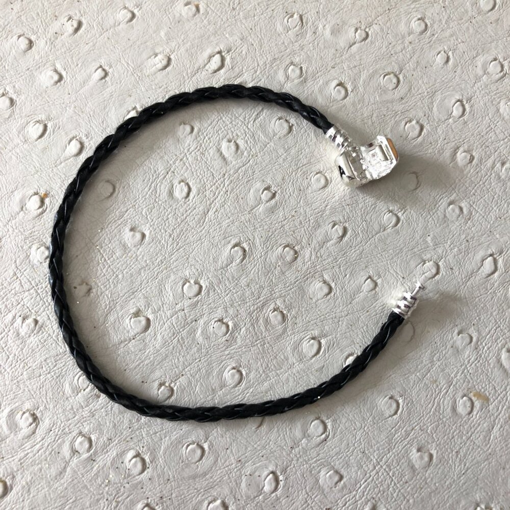 NEW Black Faux leather bracelet for large hole charms